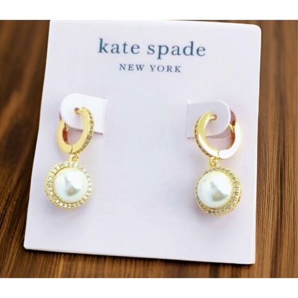 Kate Spade NEW earrings - Something Sparkly - faux pearl/ gold - Picture 6 of 8